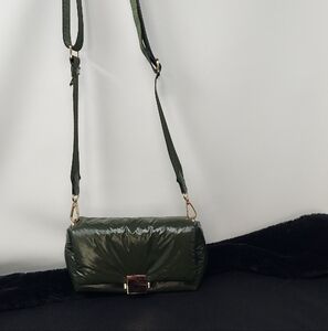 A New Day Shiny Olive Green Essentuals Crossbody Bag
